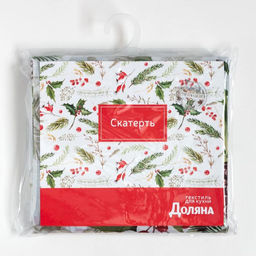 Скатерть новогодняя Доляна Шишкин лес 110*145 см, 100% п/э  фото 5