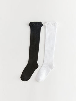 Dantel Detayl? K?z ?ocuk Diz Alt? ?orap 2li