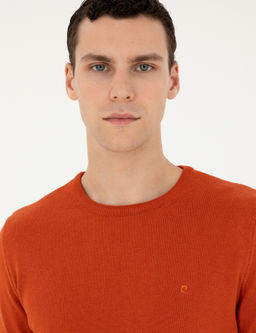Turuncu Slim Fit Bisiklet Yaka Basic Triko Kazak - Pierre cardin фото 2