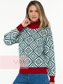 Джемпер женский 5232-41310. 074/292/0703 белый/тайга/красный