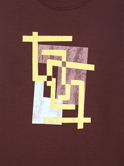 Bisiklet Yaka Bask?l? Kad?n Sweatshirt Tunik