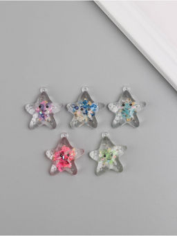 Цена за 5 шт. Подвеска для творчества акрил «Улыбчивая звёздочка», светится в темноте, 3×2.7×1 см, МИКС