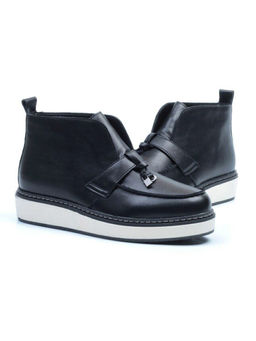 01-5172-1 BLACK Ботинки женские демисезонные (натуральная кожа, байка)