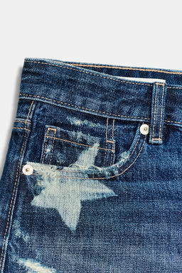 SHORTS DENIM TRF TIRO MEDIO ESTRELLAS / Azul - Zara фото 5
