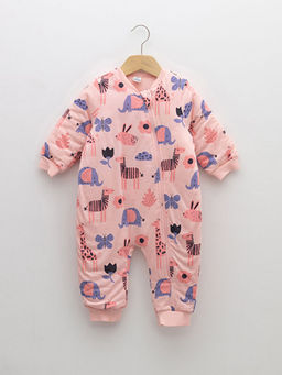 Bisiklet Yaka Uzun Kollu Bask?l? K?z Bebek Fermuarl? Uyku Tulumu