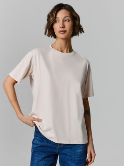 Футболка оверсайз женская бежевая