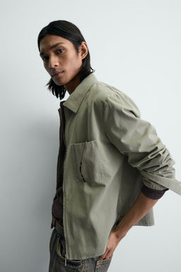 SOBRECAMISA CROPPED FIT CREMALLERA / Verde - Zara фото 6