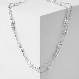 Бусы «Жемчужный мир» тонкие нити, цвет белый в серебре , длина 54см