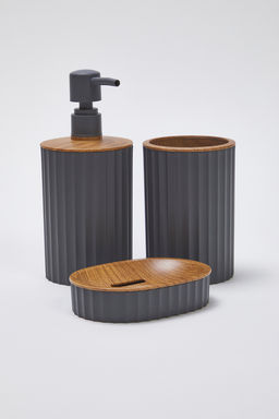Trendyolmilla Home 3lu Plastik Ahsap Gorunum Detayl? Sabunluk Banyo Seti TPHSS25BST00005  фото 2