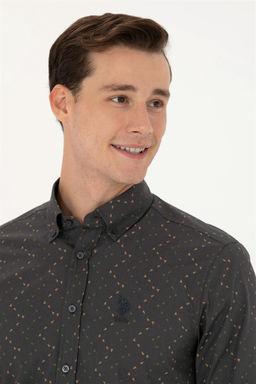 Мужская рубашка антрацитового цвета с длинным рукавом - U.s. polo assn фото 2