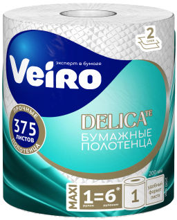 VEIRO бум.полотенца 2-сл. DELICATE (1 рул.) 75м Белые