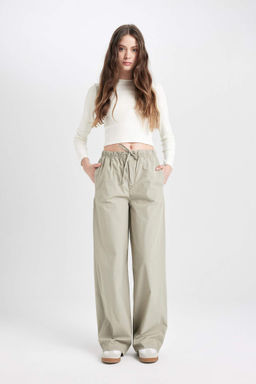 Coool Straight Fit Poplin Pantolon Basic Duz Cepli Lastikli Bel Bagc?kl? - Defacto фото 2
