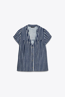STRIPED LINEN BLEND SHIRT - Zara фото 3