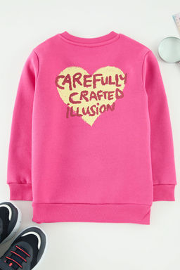 Pembe K?z Cocuk Anne-K?z S?rt Bask?l? Orme Mini Me Sweatshirt TKDAW25SW00053 - Trendyolmilla фото 3