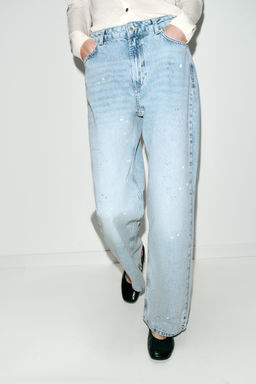 Z1975 LOOSE MID-WAIST PAINT-EFFECT JEANS - Zara фото 11