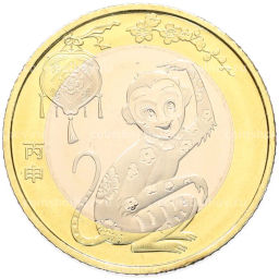 Монета 10 юаней 2016 года Китай Китайский гороскоп  Год обезьяны