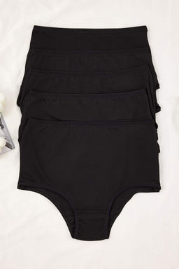 Siyah 5li Paket Pamuklu Yuksek Bel Klasik Orme Kulot THMSS25KU00030