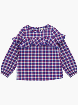 Блузка для девочки в клетку UD 4952 сирень клетка - Mini maxi фото 14