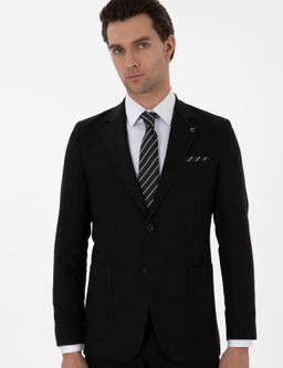 Siyah Slim Fit Keten Kar___ml_ Tak_m Elbise