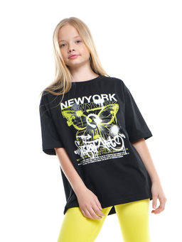 Футболка с принтом для девочки 22-9011 черный - Mini maxi фото 6