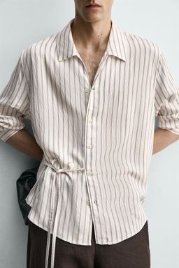 CAMISA FLUIDA RAYAS LAZO / Blanco - Zara фото 6