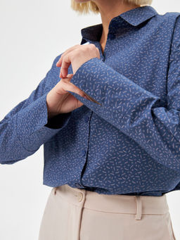 Блузка женская дл. рук. KATHARINA KROSS KK-B-0004V-синий.принт  фото 3