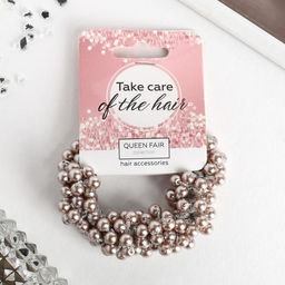 Цена за 2 шт. Резинка для волос «Жемчужная сказка», кремовая