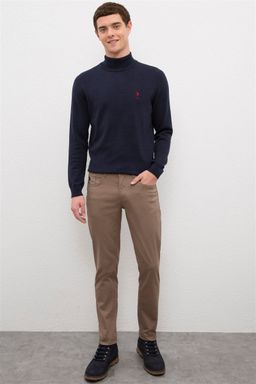 U. S. Polo Assn / Мужской трикотажный свитер темно-синего цвета с высоким воротником Basic - U.s. polo assn фото 4