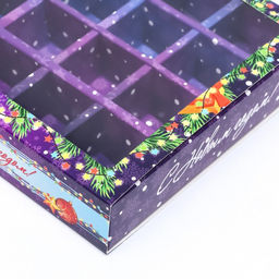 Цена за 5 шт. Упаковка для конфет 16 шт Яркий Новый Год, 17,7 х 17,7 х 3,8 см - Simaland фото 29