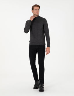 Antrasit Melanj Slim Fit Yar_m Bal_k__ Yaka Triko Kazak - Pierre cardin фото 4