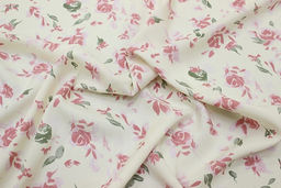 Штапель Пастельные розы на молочном, ш.1.45м, вискоза-100%, 100гр/м.кв - Купава фото 6