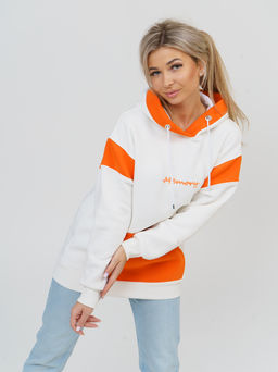 879 Толстовка "экрю/оранжевый"