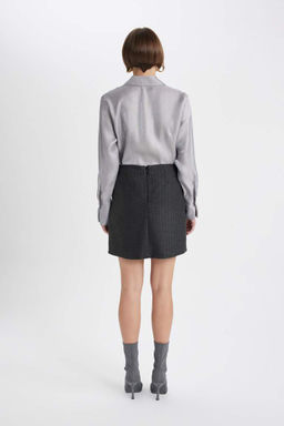 Мини-юбка-трапеция с нормальной талией на подкладке - Defacto фото 8