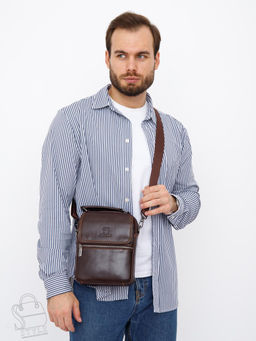 Сумка мужская кожаная 633M brown Fuzhiniao в Новосибирске