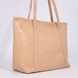 Сумка-шопер женская на молнии, размер 40×14×19 см, однотонная, бежевая