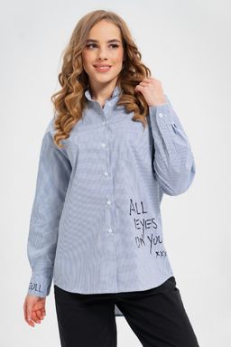 рубашка из тонкого хлопка в стиле OVERSIZE    с кокеткой на спине