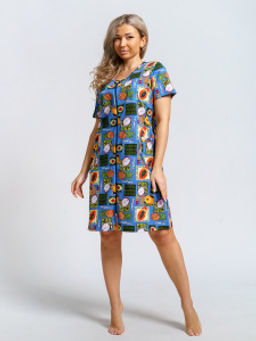 924 Халат "Тропики/голубой"