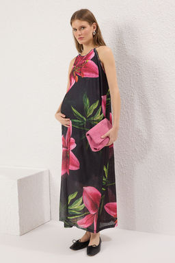 TRENDYOLMILLA Siyah Maxi Boy Boyundan Baglamal? Orme Esnek Maxi Elbise TWOSS23EL02372  фото 4