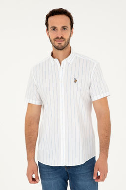 U. S. Polo Assn / Мужская голубая рубашка с коротким рукавом