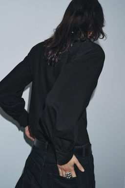 DENIM SHIRT WITH SHOULDER PADS ZW COLLECTION - Zara фото 3