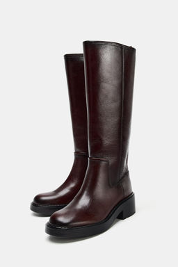 DISTRESSED-EFFECT LEATHER ANKLE BOOTS - Zara фото 3