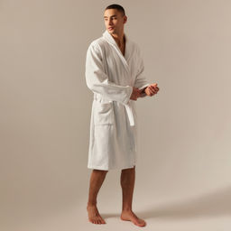 Халат махровый мужской SL HOME: Basic «Блан де Блан», размер S, хлопок 100%, белый