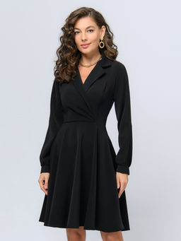 Платье черного цвета длины мини с длинными рукавами - 1001dress фото 2