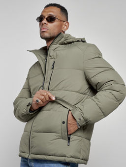 Куртка спортивная мужская зимняя с капюшоном цвета хаки 8362Kh - Wonderrman фото 11