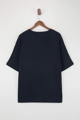 Kahverengi Dusuk Omuz Regular Fit Dokulu T-Shirt TMNSS26TS00005 - Trendyolmilla фото 9