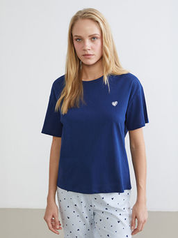 Bisiklet Yaka Bask?l? Kad?n Pijama Tak?m?