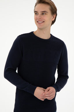 Erkek Slim Fit Bisiklet Yaka Lacivert Kazak - U.s. polo assn фото 3