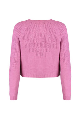 Pembe Yumusak Dokulu Ajurlu/Delikli Triko H?rka TWOAW21HI0020