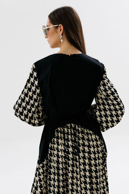 Платье NIKVA н717-2 чёрный+беж гусиная лапка  фото 5