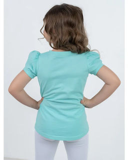 Футболка д/д Фреда с принтом(кошка), цвет Ментол, Кулирка 100% х/б - 5+ фото 2